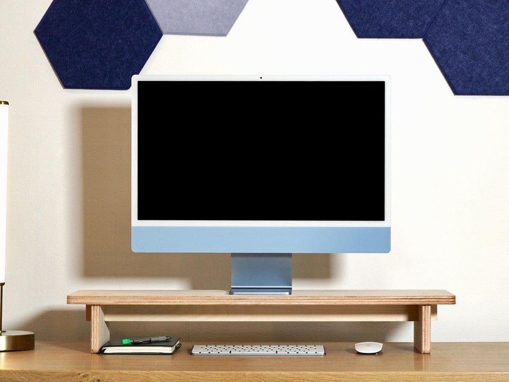 Mid Century Modern Monitor Stand Minimal Japandi No Tool Assembly