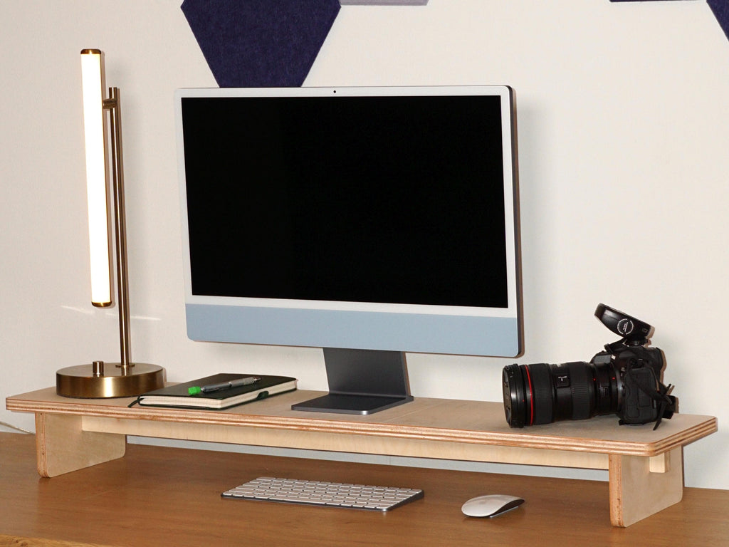 Mid Century Modern Monitor Stand Minimal Japandi No Tool Assembly