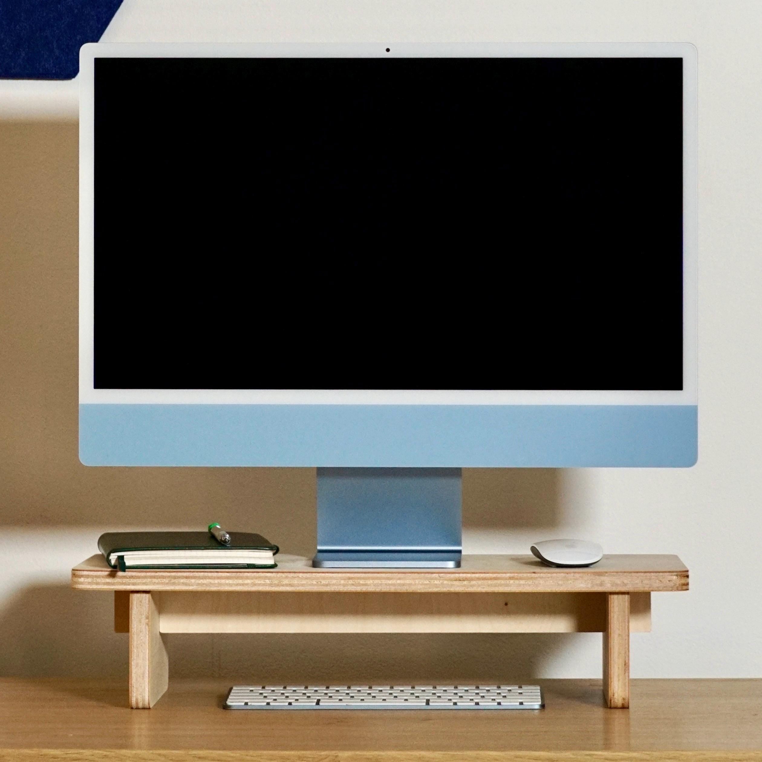 Mid Century Modern Monitor Stand Minimal Japandi No Tool Assembly
