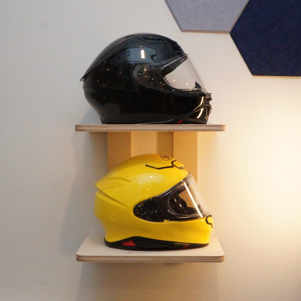 Mid Century Motorcycle Helmet Shelf, Minimal Entryway Display - No Tool Assembly