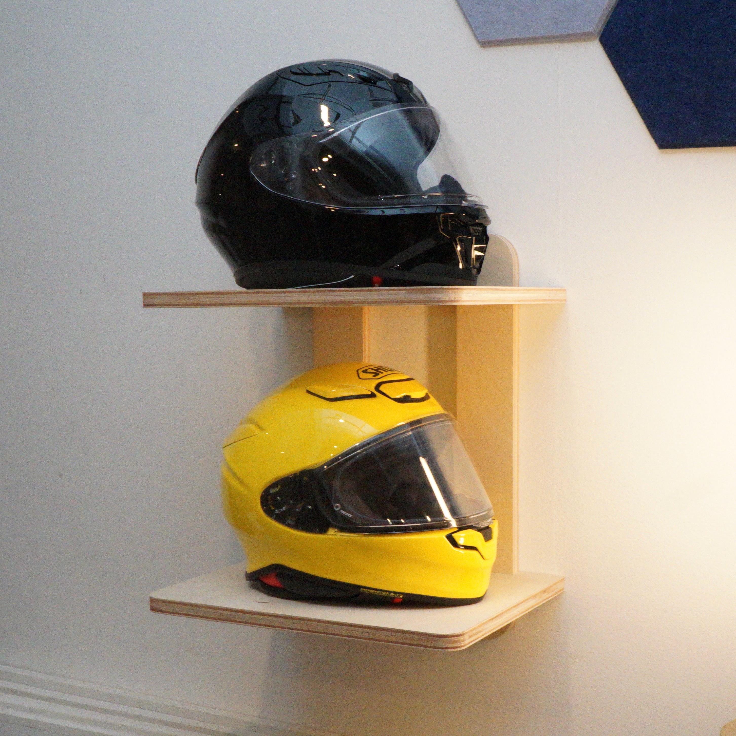 Mid Century Motorcycle Helmet Shelf, Minimal Entryway Display - No Tool Assembly