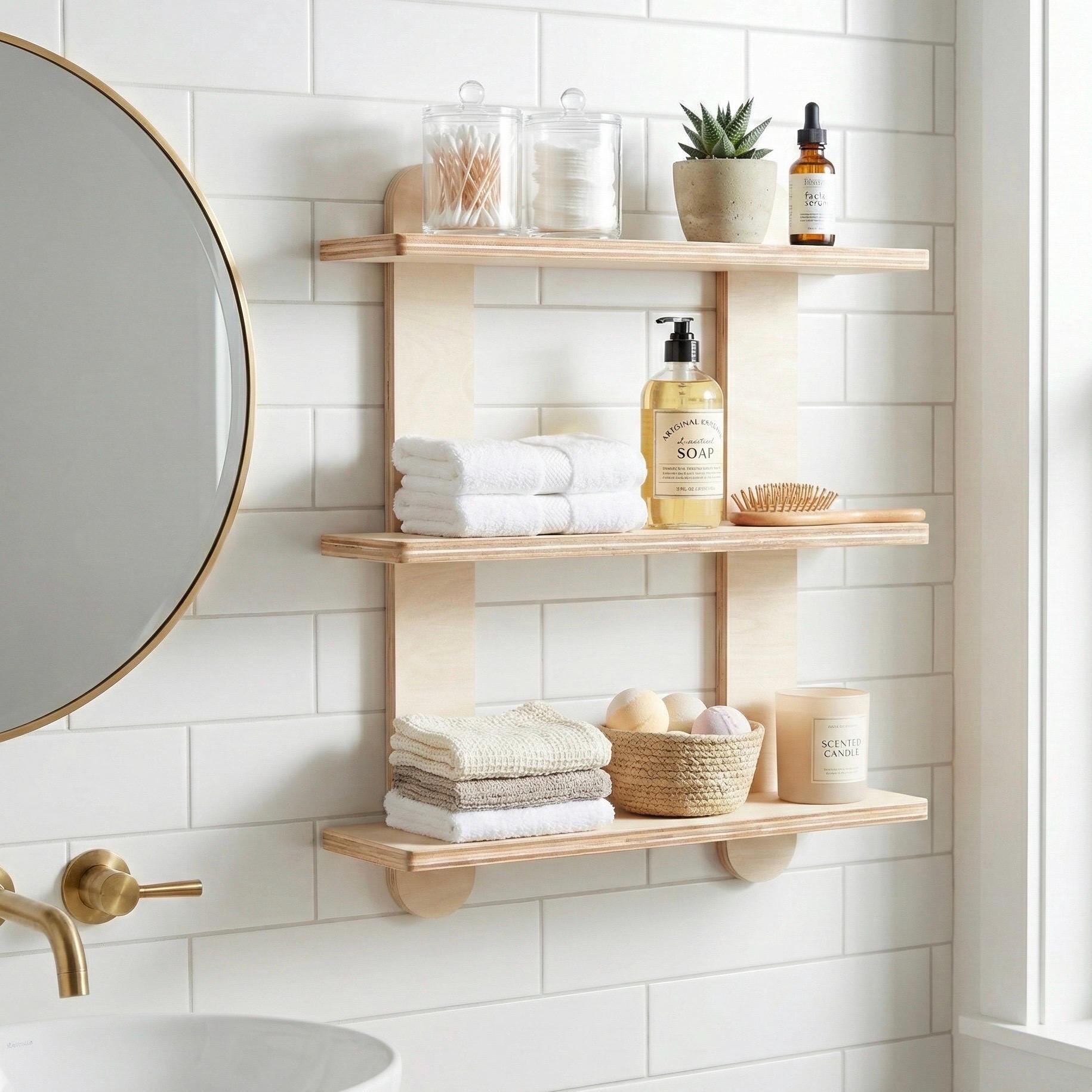 Mid Century Modern Wall Shelves: Minimalist Scandinavian Style, Easy Assembly