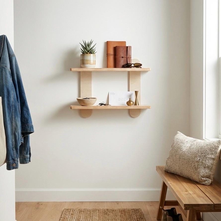 Mid Century Modern Wall Shelves: Minimalist Scandinavian Style, Easy Assembly