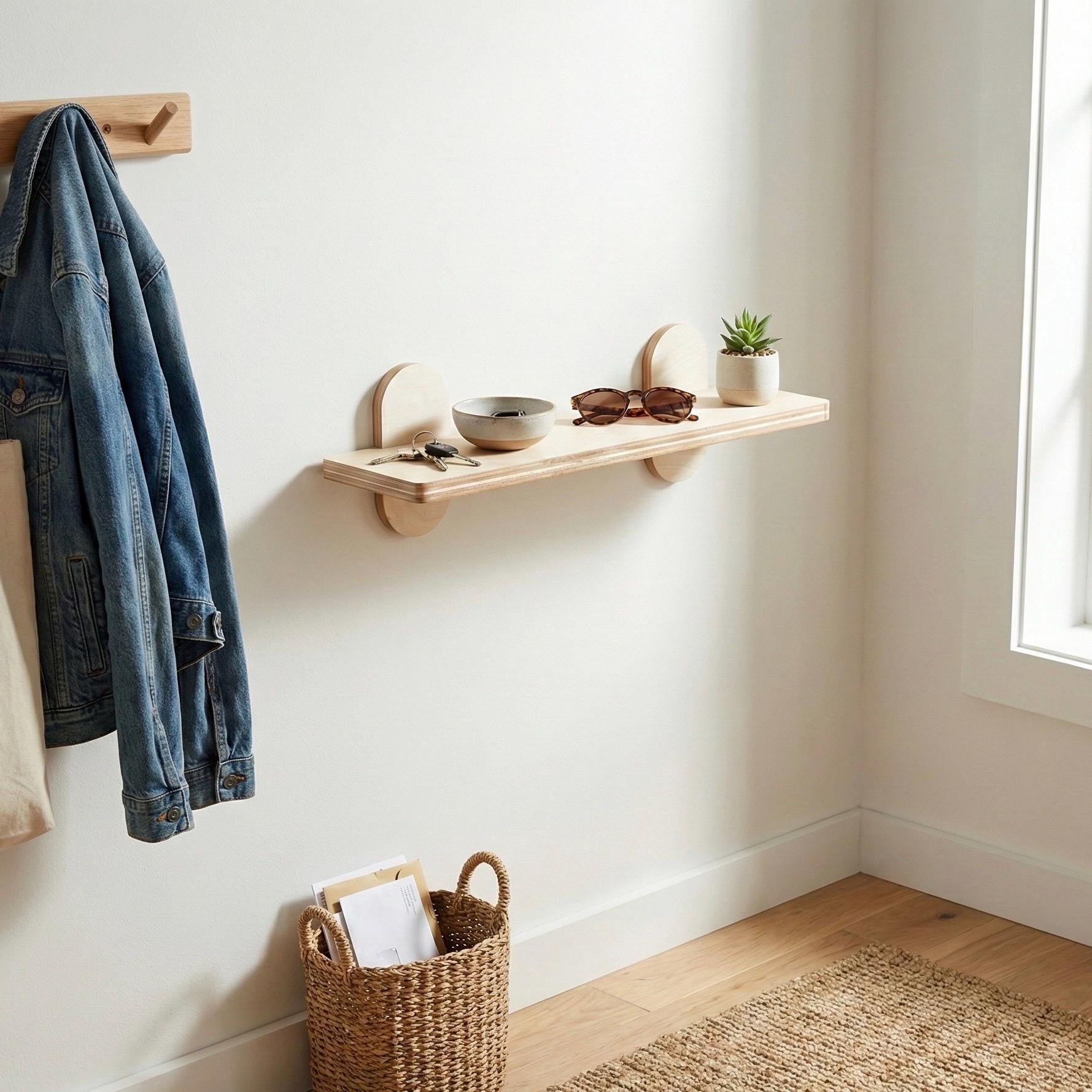 Mid Century Modern Wall Shelves: Minimalist Scandinavian Style, Easy Assembly