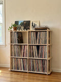 Grand Vinyl Record Storage Console | Mid Century Modern Entertainment Center | No Tools Assembly | Ultimate LP Media Record Library