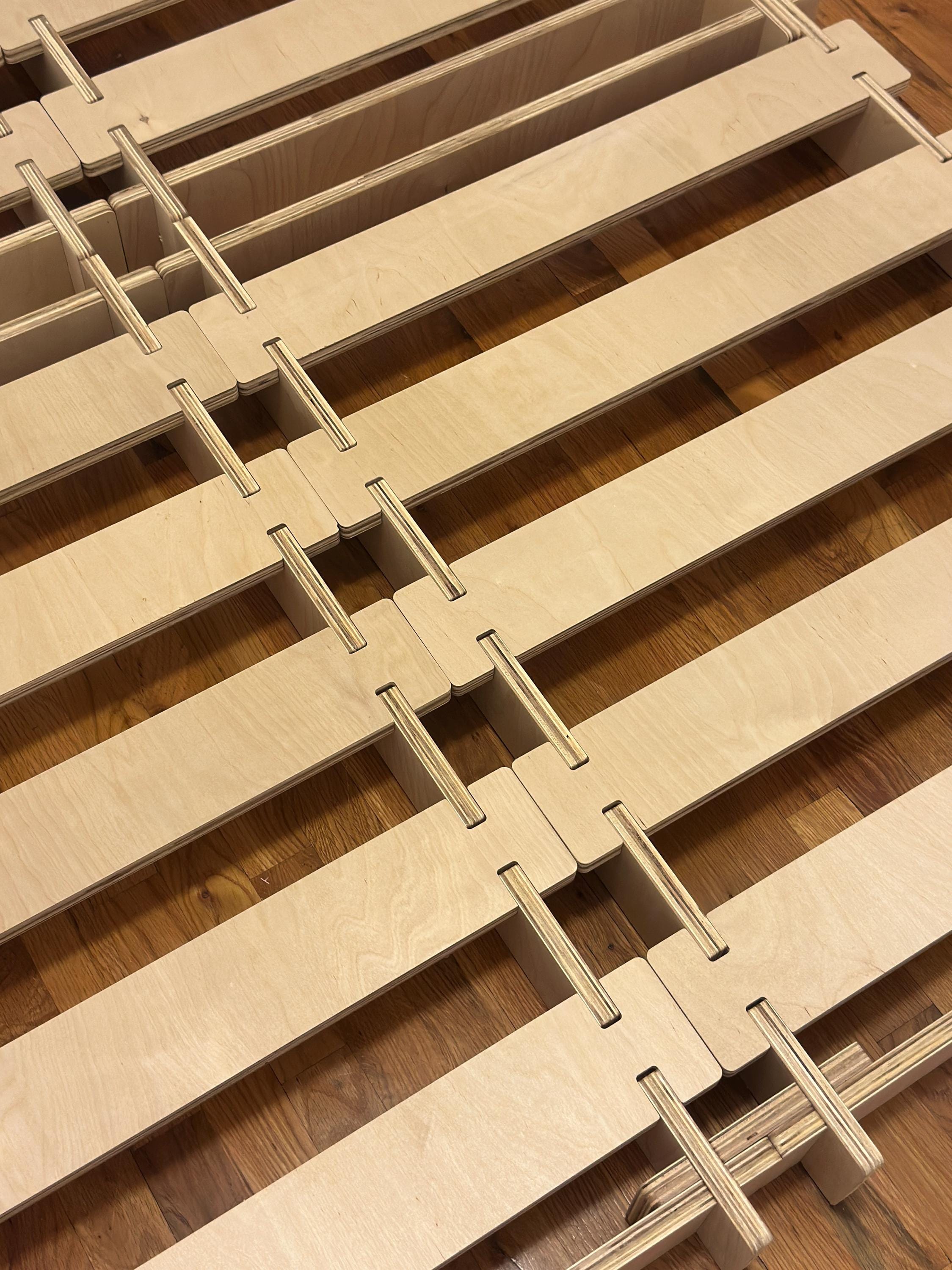 Tool-Free Japandi Birch Platform Bed Frame – Queen Size Low Profile Wood Base