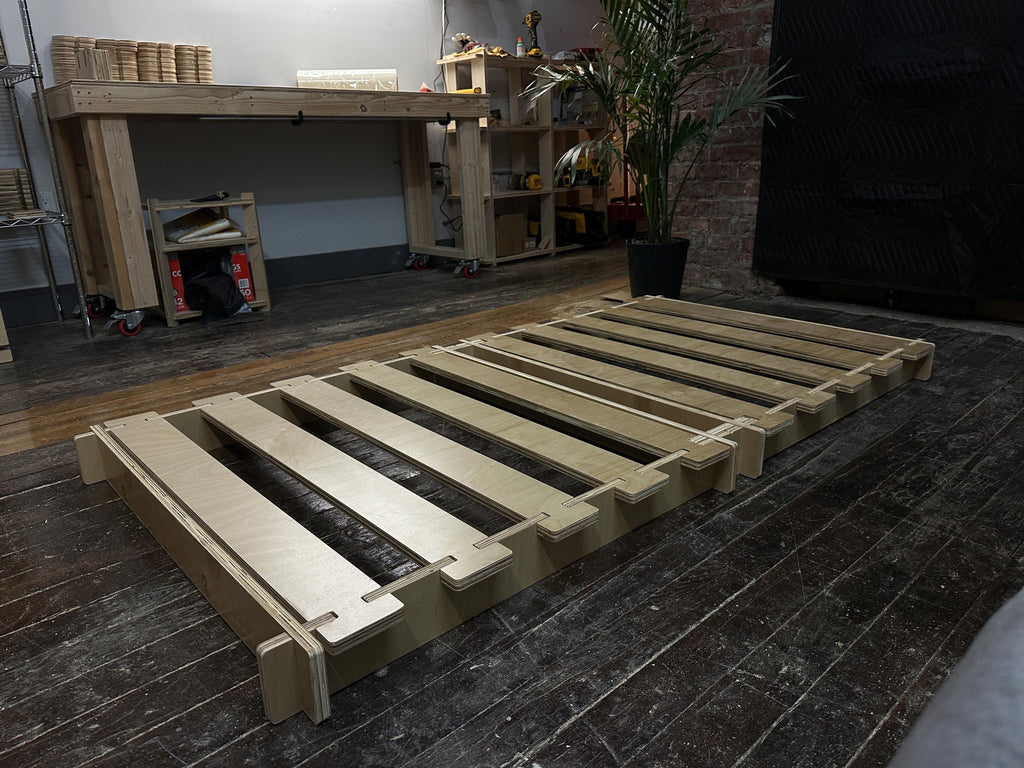 Tool-Free Japandi Birch Platform Bed Frame – Twin Size Low Profile Wood Base
