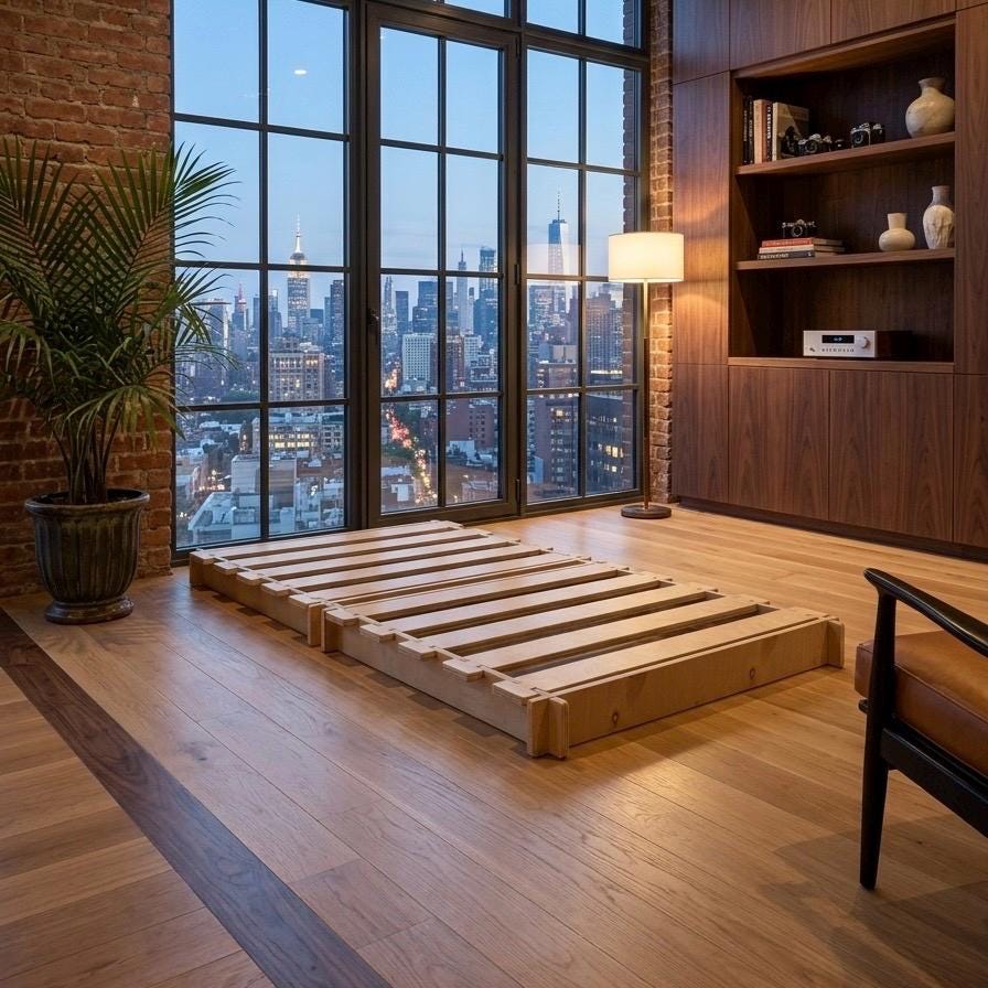 Tool-Free Japandi Birch Platform Bed Frame – Twin Size Low Profile Wood Base