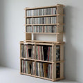 Combo CD/LP Record Music Shelf Japandi Mid Century Modern - No Tool Assembly