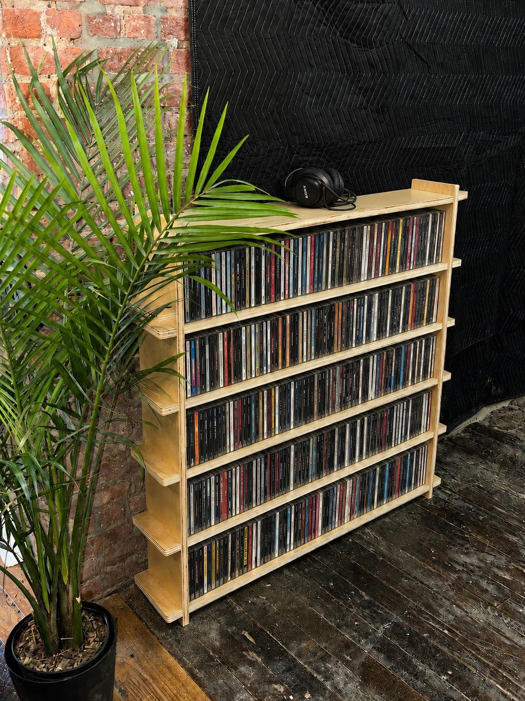 Mid Century Modern CD Shelf  -Scandinavian Japandi Style - No Tool Assembly - Birch
