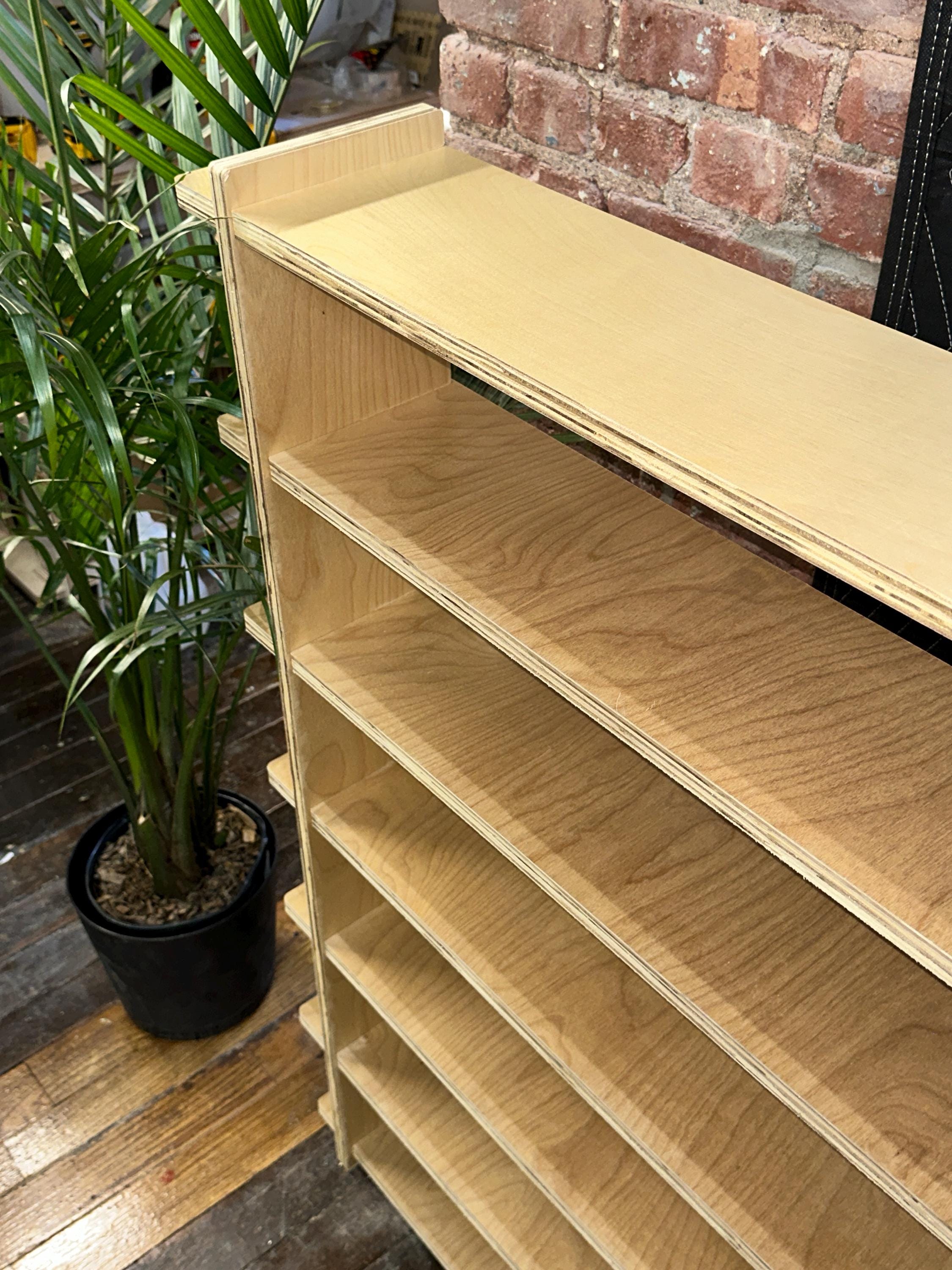 Mid Century Modern CD Shelf  -Scandinavian Japandi Style - No Tool Assembly - Birch