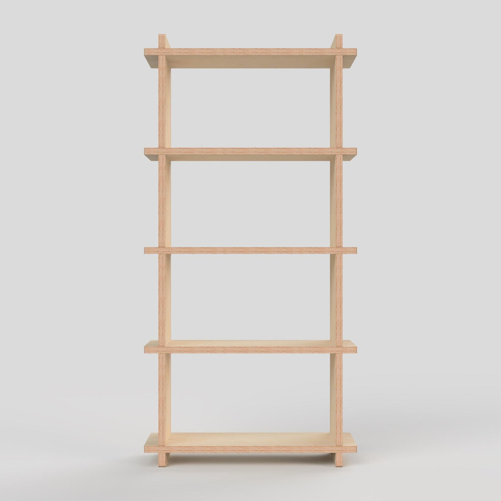 Modern Narrow Birch Bookshelf | Tool-Free Assembly Open Shelf | Flat Pack Bookcase | Minimalist Apartment Storage