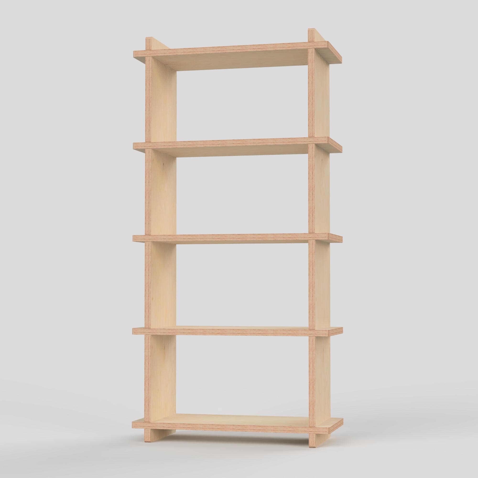 Modern Narrow Birch Bookshelf | Tool-Free Assembly Open Shelf | Flat Pack Bookcase | Minimalist Apartment Storage