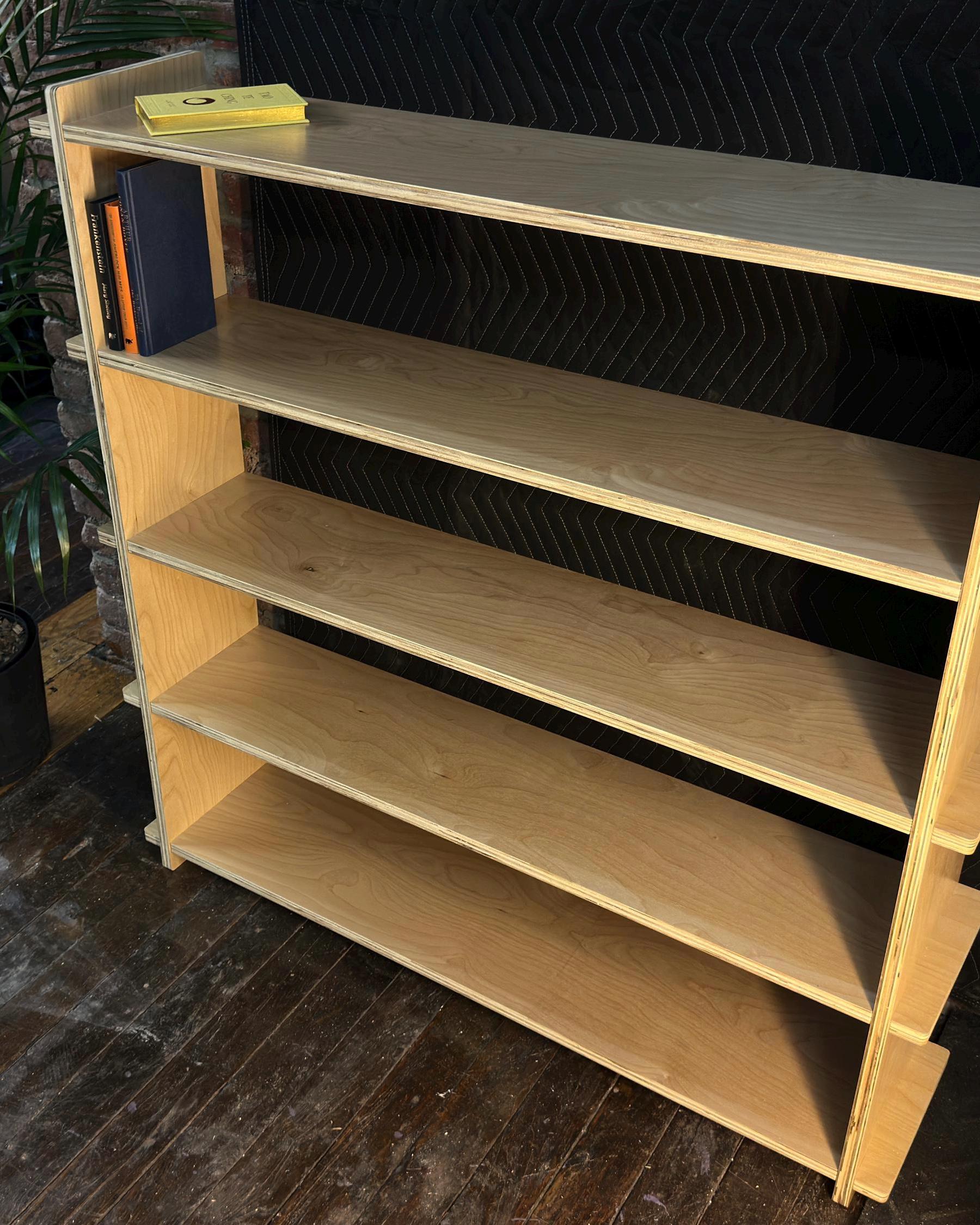 Modern Birch Bookshelf | Tool-Free Assembly Open Shelf | Flat Pack Bookcase | Minimalist Apartment Storage
