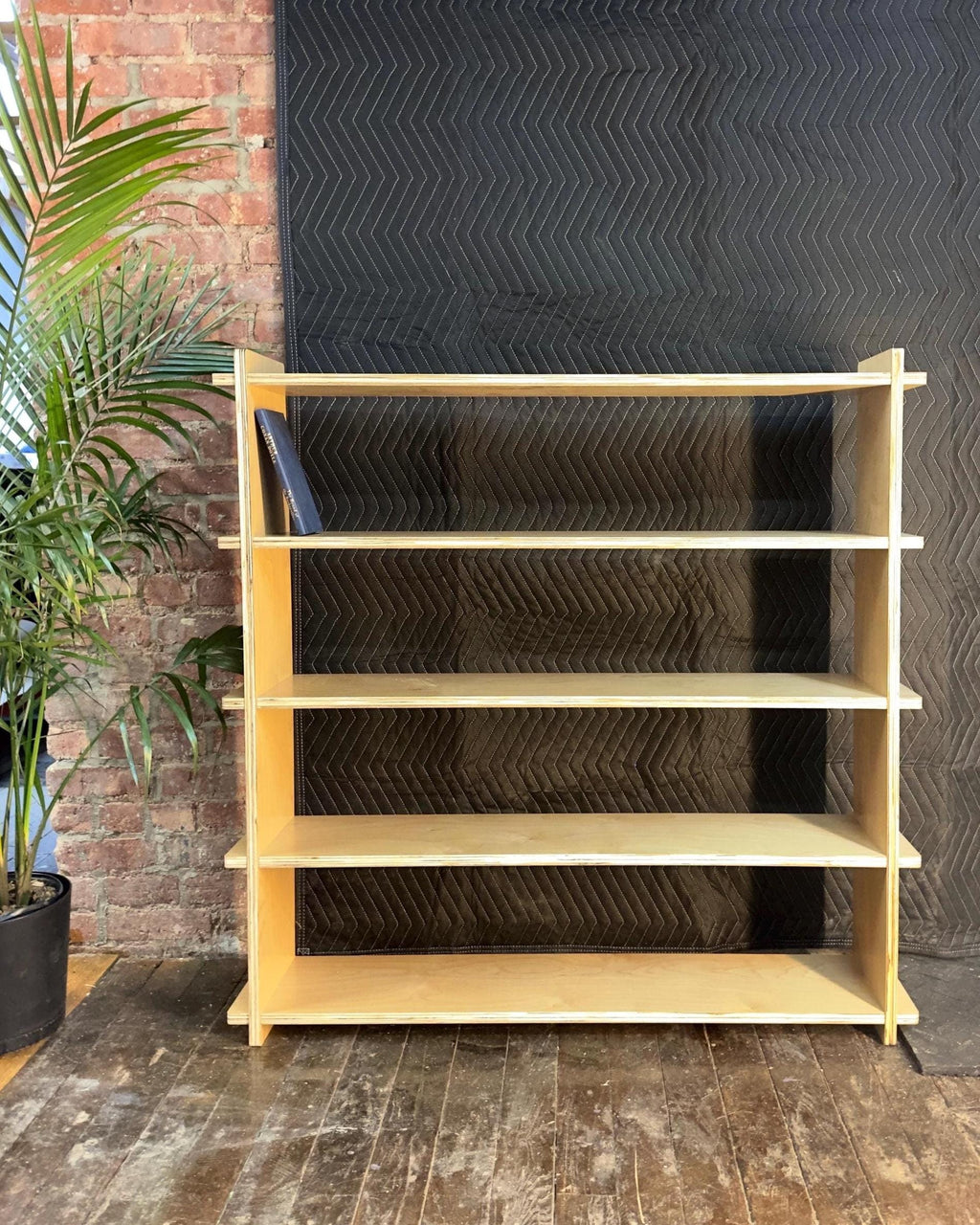 Modern Birch Bookshelf | Tool-Free Assembly Open Shelf | Flat Pack Bookcase | Minimalist Apartment Storage
