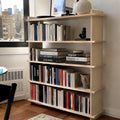 Modern Wide Birch Bookshelf | Tool-Free Assembly Open Shelf | Flat Pack Bookcase | Minimalist Apartment Storage