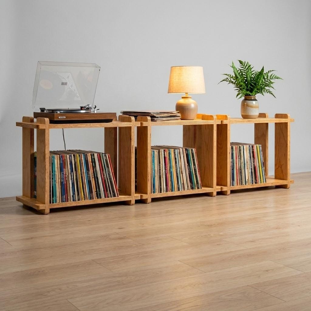 Mid Century Modern Vinyl Record Storage | Baltic Birch LP Shelf